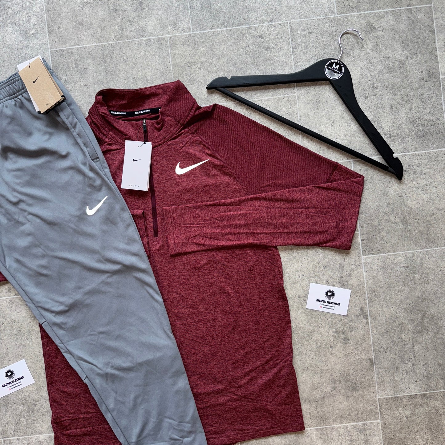Nike element x Therma-fit challenger set - maroon/grey