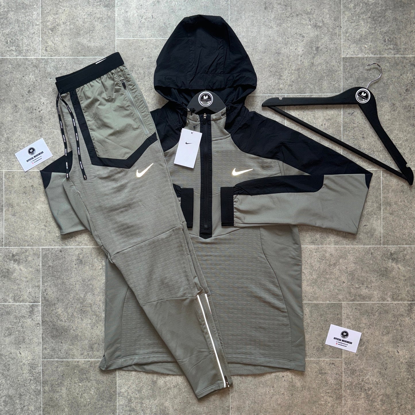 NIKE RUNNING DIVISION LONG SLEEVE SET - SAND/BLACK