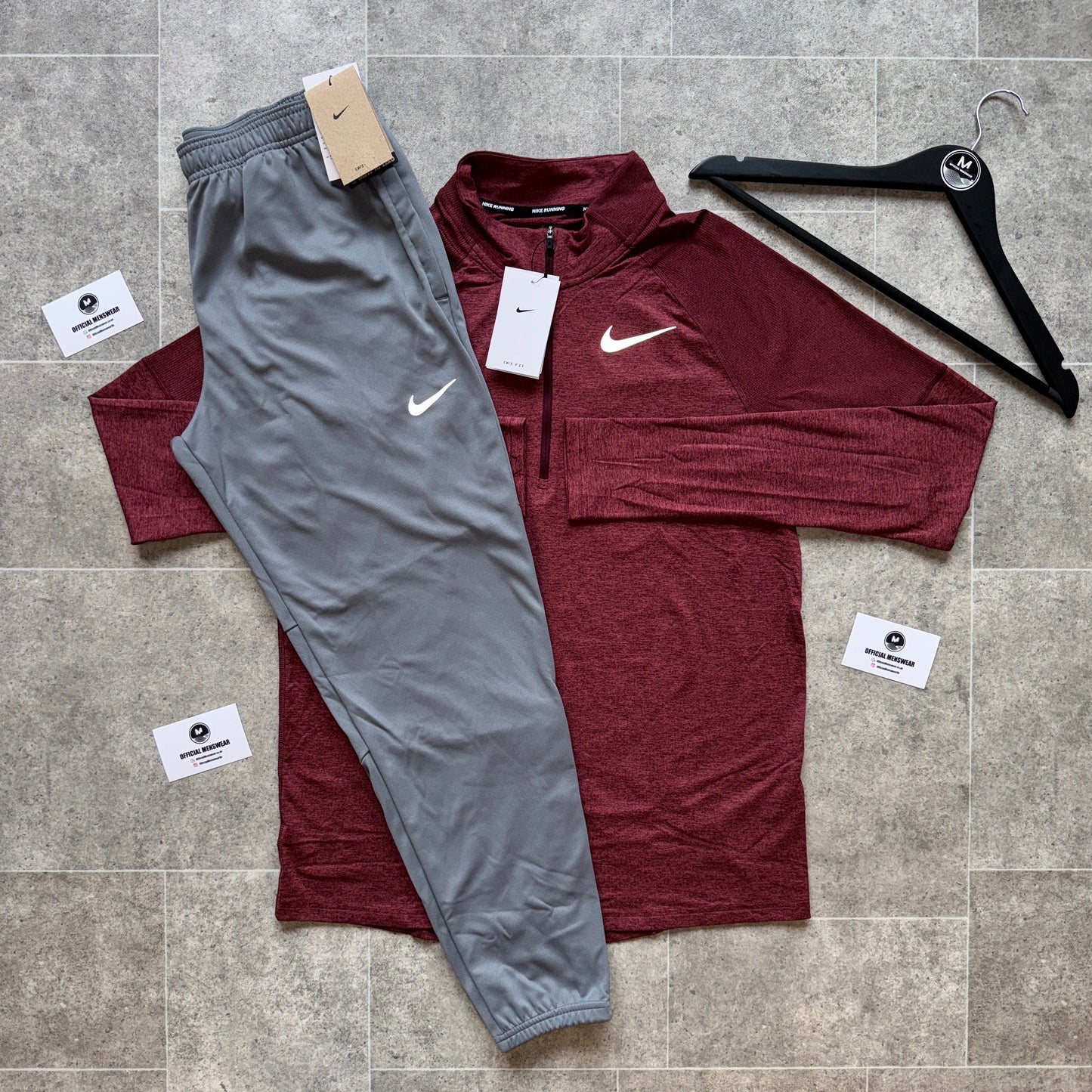 Nike element x Therma-fit challenger set - maroon/grey