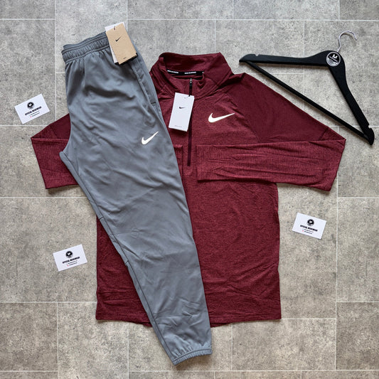 Nike element x Therma-fit challenger set - maroon/grey