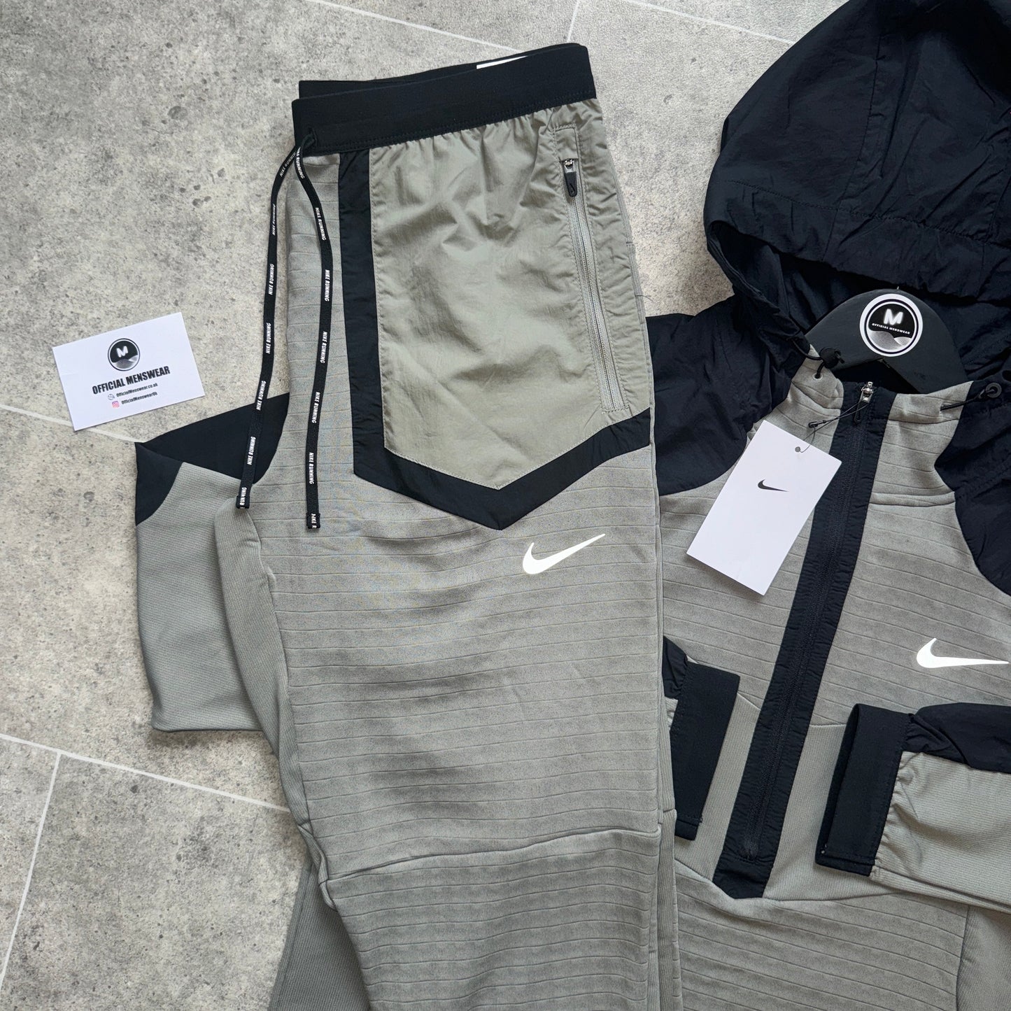 NIKE RUNNING DIVISION LONG SLEEVE SET - SAND/BLACK